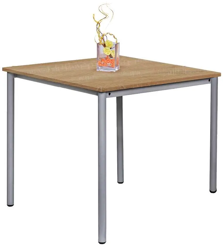 JST 80 Jídelní stůl 800 x 800 mm, deska dub bardolino / podnož stříbrná RAL9006