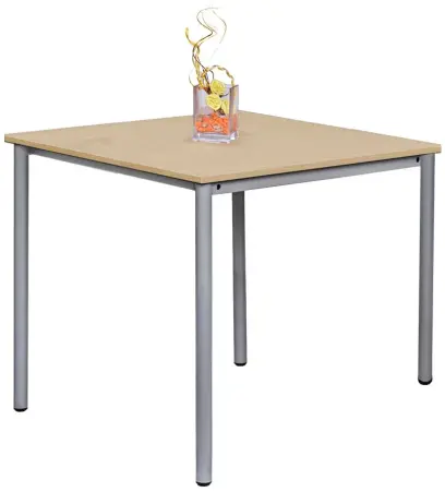 JST 80 Jídelní stůl 800 x 800 mm, deska javor horský / podnož stříbrná RAL9006