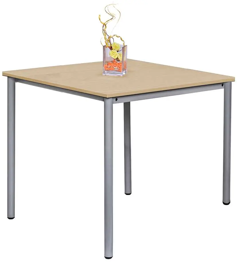 JST 80 Jídelní stůl 800 x 800 mm, deska javor horský / podnož stříbrná RAL9006