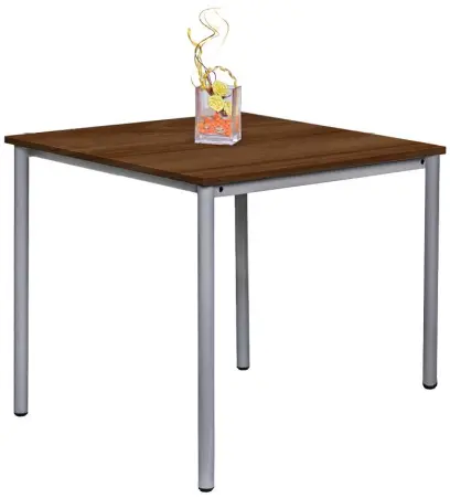 JST 80 Jídelní stůl 800 x 800 mm, deska ořech královský / podnož stříbrná RAL9006