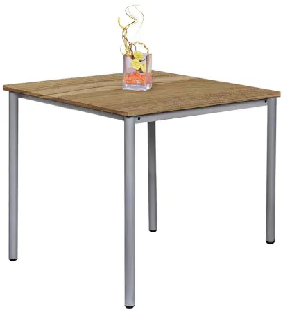 JST 80 Jídelní stůl 800 x 800 mm, deska ořech světlý / podnož stříbrná RAL9006