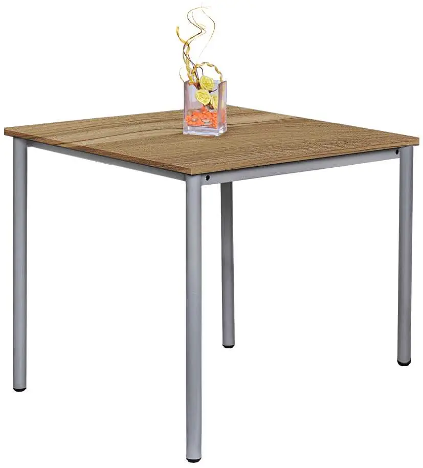 JST 80 Jídelní stůl 800 x 800 mm, deska ořech světlý / podnož stříbrná RAL9006