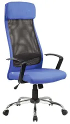 STEFANO židle kancelářská, područky plastové, opěrák černá MESH/ modrá