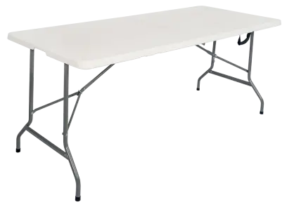 EVENT TABLE 150, cateringový skládací stůl 1520x700 mm, deska plastová bílá, kostra kovová šedá