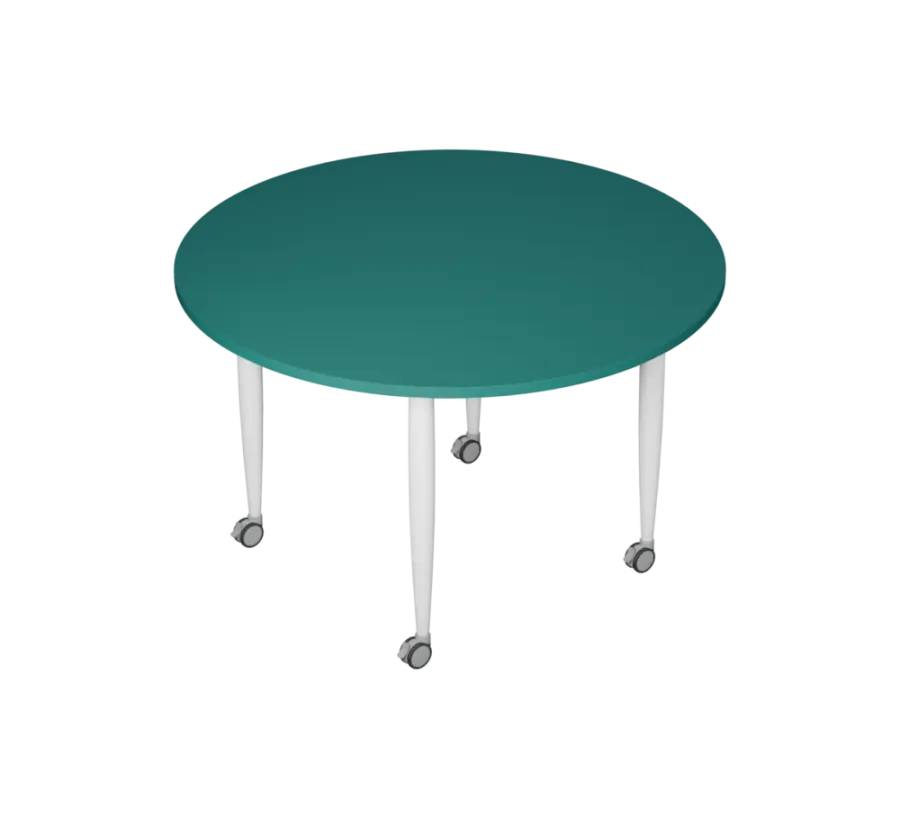 PLAYFORM 201 K modulární hravé stoly, mobilní, výška 750 mm, kovová podnož bílá, deska 25 mm, jezerní modrá