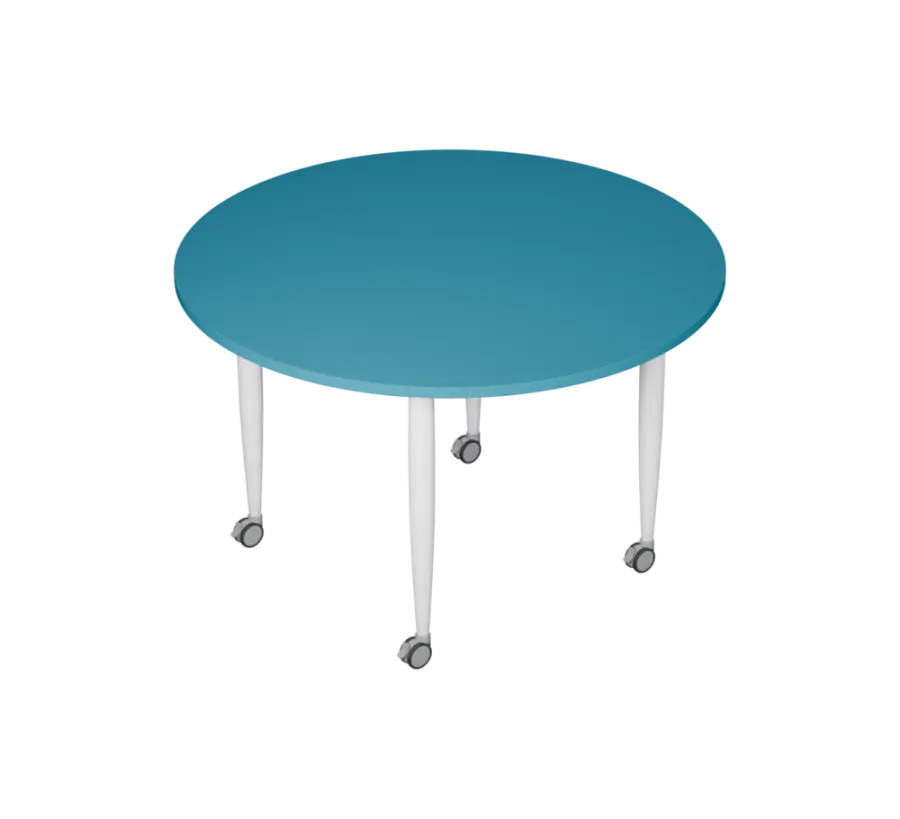 PLAYFORM 201 K modulární hravé stoly, mobilní, výška 750 mm, kovová podnož bílá, deska 25 mm, skandinávská modrá