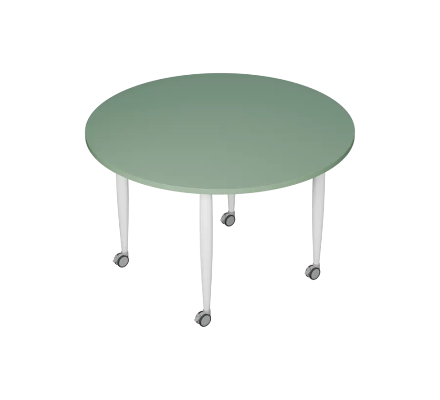 PLAYFORM 201 K modulární hravé stoly, mobilní, výška 750 mm, kovová podnož bílá, deska 25 mm, šedo-zelinkavá