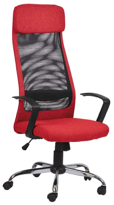 STEFANO židle kancelářská, područky plastové, opěrák černá MESH/ vínová