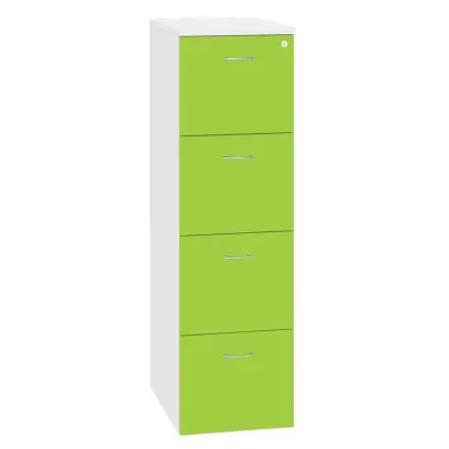 LKR - 4 dřevěná kartotéka A4, 4-zásuvková, centrální zámek, korpus bílá/čílka jarní zeleň