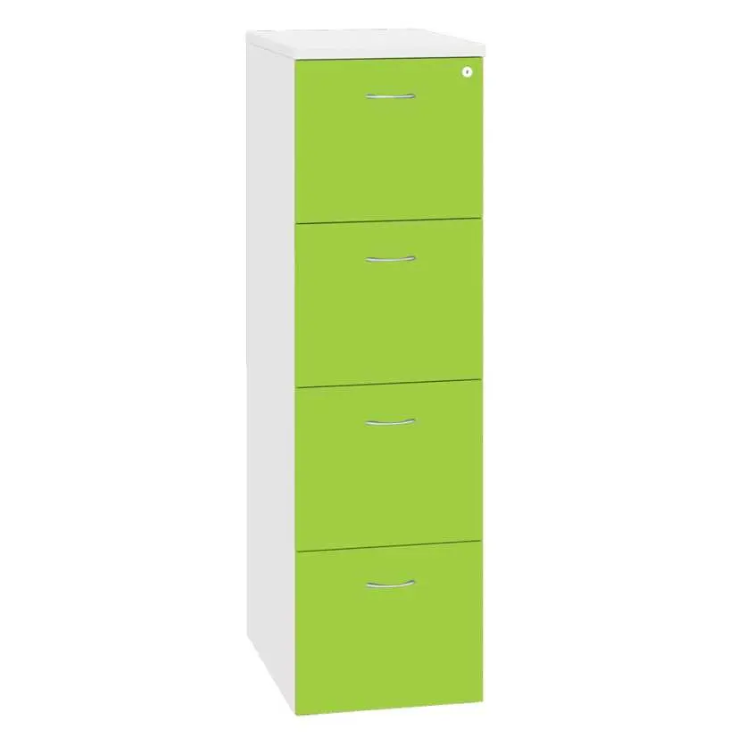 LKR - 4 dřevěná kartotéka A4, 4-zásuvková, centrální zámek, korpus bílá/čílka jarní zeleň