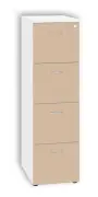 LKR - 4 dřevěná kartotéka A4, 4-zásuvková, centrální zámek, korpus bílá/čílka latte