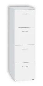 LKR - 4 dřevěná kartotéka A4, 4-zásuvková, centrální zámek, korpus šedá/čílka bílá