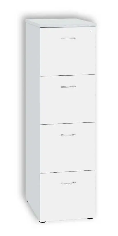 LKR - 4 dřevěná kartotéka A4, 4-zásuvková, centrální zámek, korpus šedá/čílka bílá