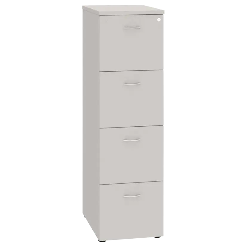 LKR - 4 dřevěná kartotéka A4, 4-zásuvková, centrální zámek, korpus šedá/čílka šedá