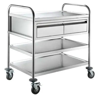 MOBILE 322 vozík 2-policový, 2-zásuvkový, 860x540x940 mm, celonerezový