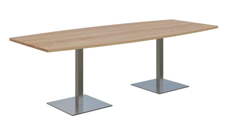 NC - 43 stůl sud, deska 2400 x 1000/800 mm dub bardolino (síla 25mm), noha SQC, nerez