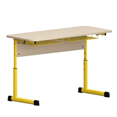 EDUCA 2 žákovská lavice stavitelná, 2-místná, vel. 4-6, mléčný dub/žlutá