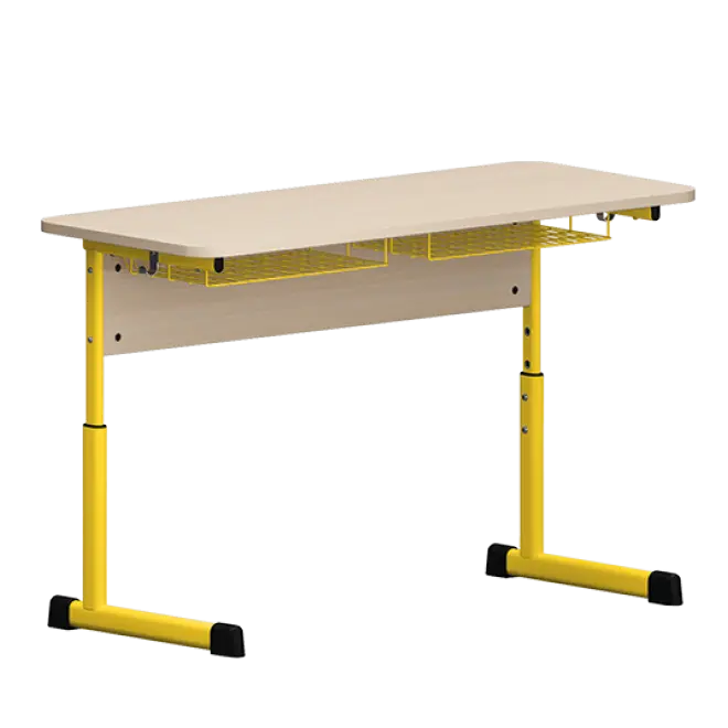 EDUCA 2 žákovská lavice stavitelná, 2-místná, vel. 4-6, mléčný dub/žlutá