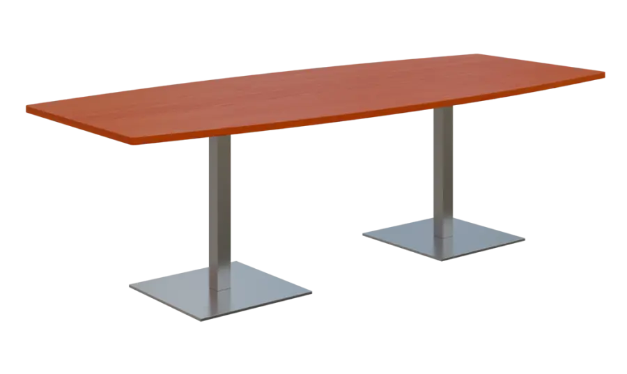 NC - 43 stůl sud, deska 2400 x 1000/800 mm třešeň šumavská (síla 25mm), noha SQC, nerez