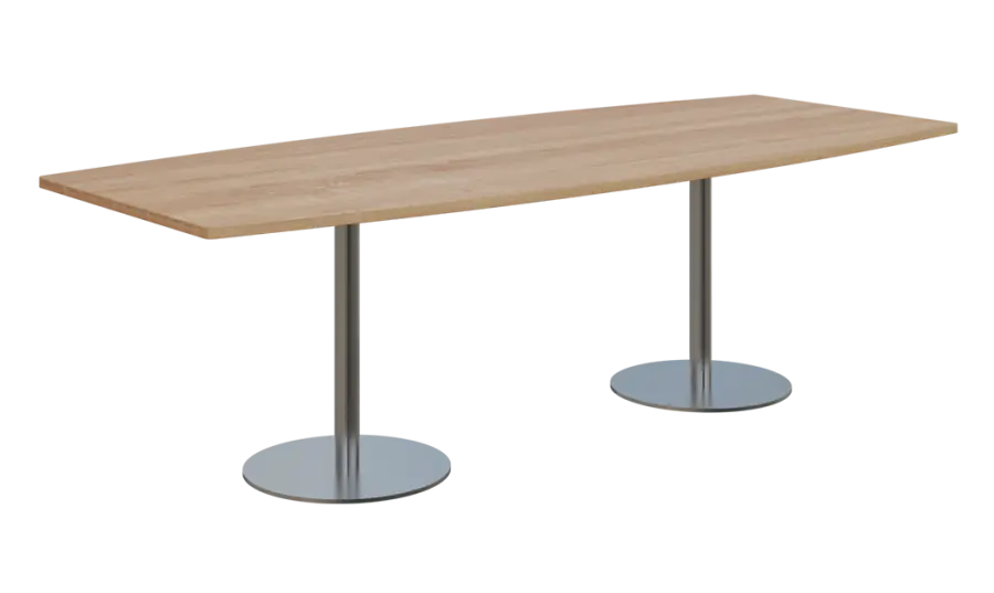 NC - 45 stůl sud, deska 2400 x 1000/800 mm dub bardolino (síla 25mm), noha RC, nerez