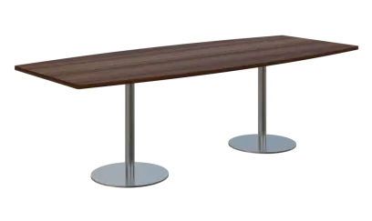 NC - 45 stůl sud, deska 2400 x 1000/800 mm ořech královský (síla 25mm), noha RC, nerez