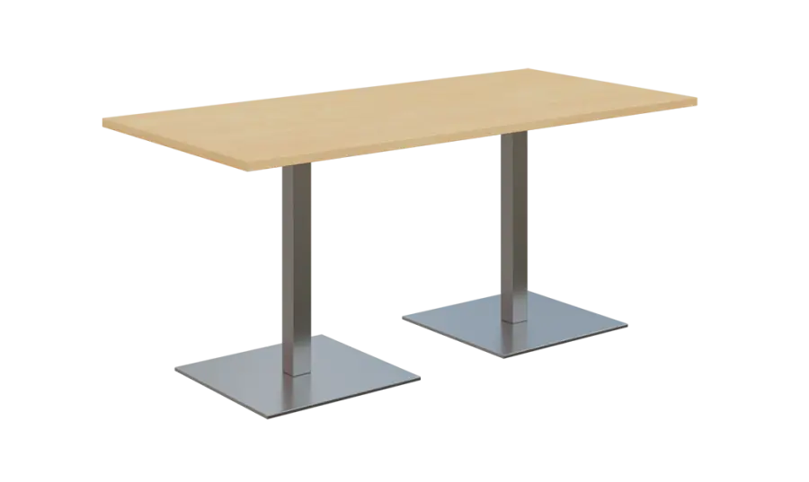 NC - 50 stůl hranatý, deska 1600 x 800 mm bříza irská (síla 25 mm), noha SQC, nerez