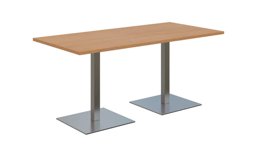 NC - 50 stůl hranatý, deska 1600 x 800 mm buk royal (síla 25 mm), noha SQC, nerez