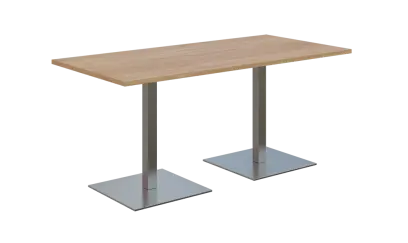 NC - 50 stůl hranatý, deska 1600 x 800 mm dub bardolino (síla 25 mm), noha SQC, nerez