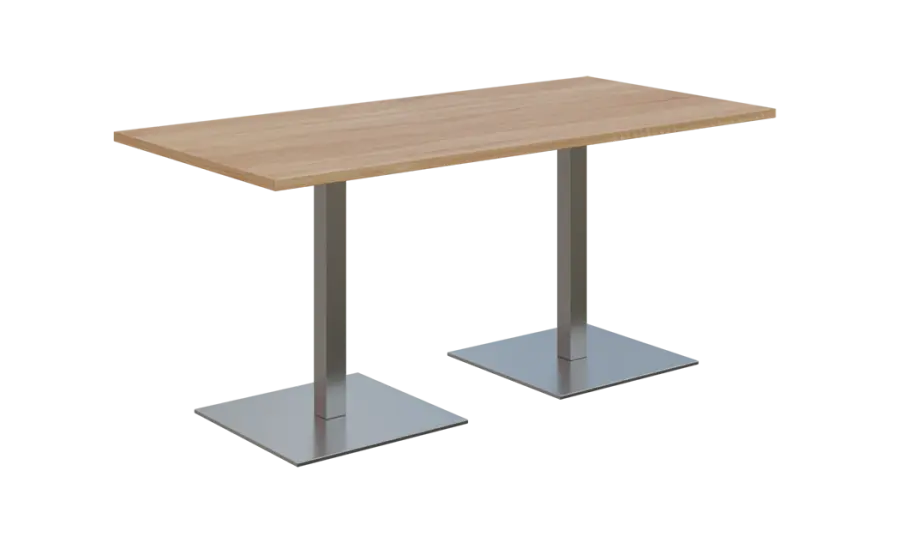 NC - 50 stůl hranatý, deska 1600 x 800 mm dub bardolino (síla 25 mm), noha SQC, nerez