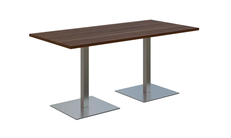 NC - 50 stůl hranatý, deska 1600 x 800 mm ořech královský (síla 25 mm), noha SQC, nerez