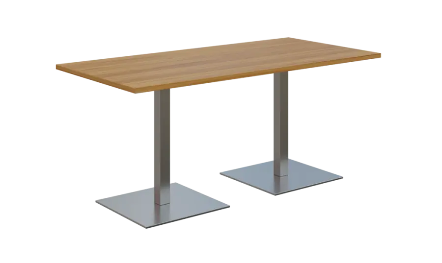 NC - 50 stůl hranatý, deska 1600 x 800 mm ořech světlý (síla 25 mm), noha SQC, nerez