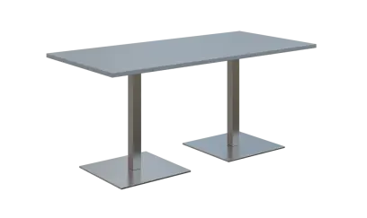 NC - 50 stůl hranatý, deska 1600 x 800 mm šedá (síla 25 mm), noha SQC, nerez
