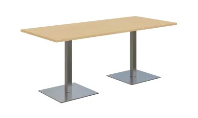 NC - 51 stůl hranatý, deska 1800 x 800 mm bříza irská (síla 25 mm), noha SQC, nerez