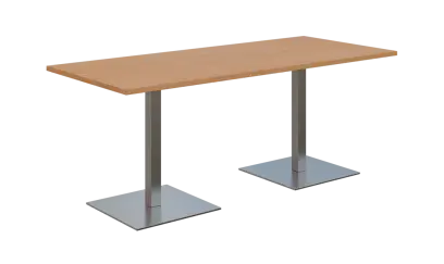 NC - 51 stůl hranatý, deska 1800 x 800 mm buk royal (síla 25 mm), noha SQC, nerez