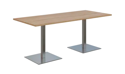 NC - 51 stůl hranatý, deska 1800 x 800 mm dub bardolino (síla 25 mm), noha SQC, nerez