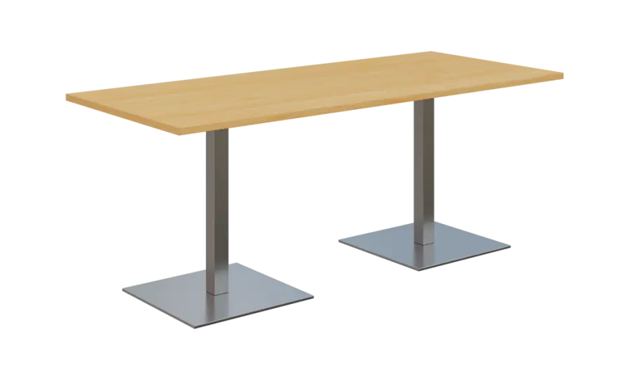 NC - 51 stůl hranatý, deska 1800 x 800 mm javor horský (síla 25 mm), noha SQC, nerez
