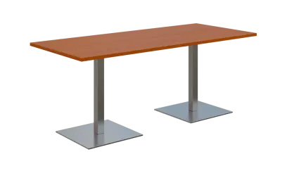 NC - 51 stůl hranatý, deska 1800 x 800 mm olše jantar (síla 25 mm), noha SQC, nerez