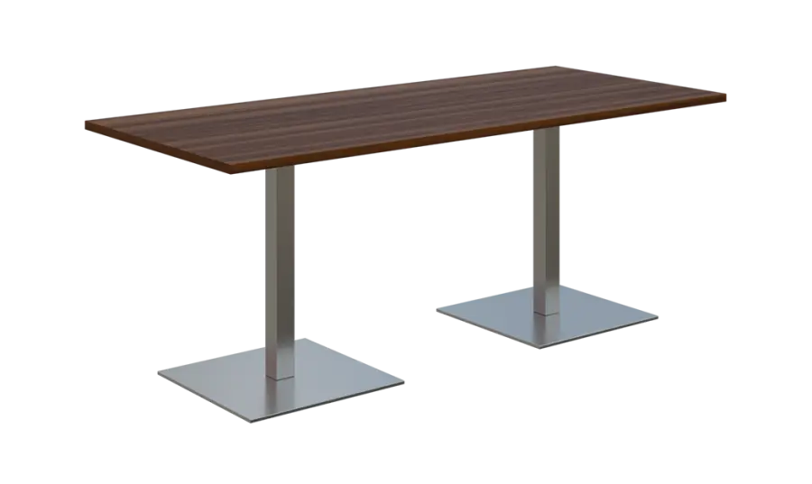 NC - 51 stůl hranatý, deska 1800 x 800 mm ořech královský (síla 25 mm), noha SQC, nerez