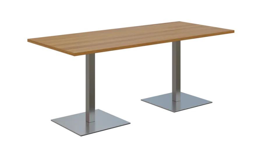 NC - 51 stůl hranatý, deska 1800 x 800 mm ořech světlý (síla 25 mm), noha SQC, nerez