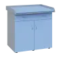 PP - 100 pult přebalovací s matrací, 2-dveřové, 1-zásuvka, 1000x1000x800, korpus šedý, dvířka pastelově modrá, koženka blankytně modrá N 15