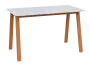TENT, jídelní stůl 130x70cm, deska umělý kámen - bílý mramor, nohy kovové cihlově oranžové