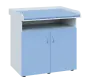 PP - 106 pult přebalovací s matrací, 2-dveřový, nika, 1000x1000x800, korpus bílý, dvířka pastelově modrá, koženka blankytně modrá N 15