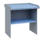 PP - 108 pult přebalovací s matrací, odkládací police, 1000x1000x800, korpus šedý, police pastelově modrá, koženka blankytně modrá N 15