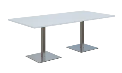 NC - 54 stůl hranatý, deska 2000 x 1000 mm bílá (síla 25 mm), noha SQC, nerez