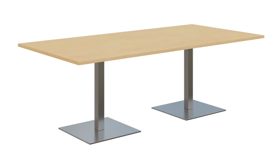 NC - 54 stůl hranatý, deska 2000 x 1000 mm bříza irská (síla 25 mm), noha SQC, nerez