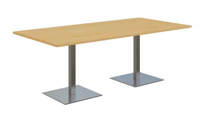 NC - 54 stůl hranatý, deska 2000 x 1000 mm javor horský (síla 25 mm), noha SQC, nerez