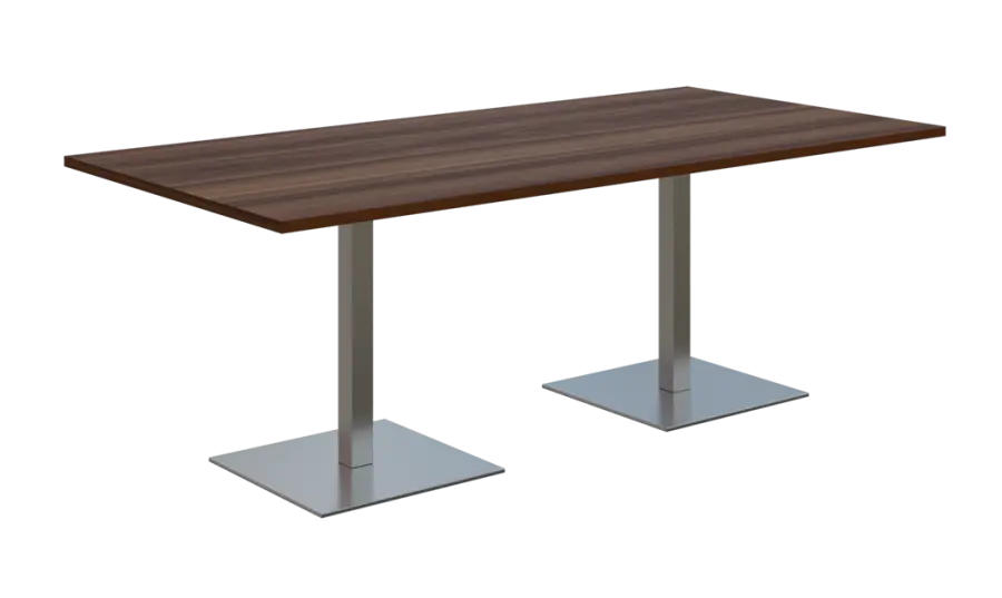 NC - 54 stůl hranatý, deska 2000 x 1000 mm ořech královský (síla 25 mm), noha SQC, nerez