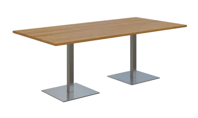 NC - 54 stůl hranatý, deska 2000 x 1000 mm ořech světlý (síla 25 mm), noha SQC, nerez