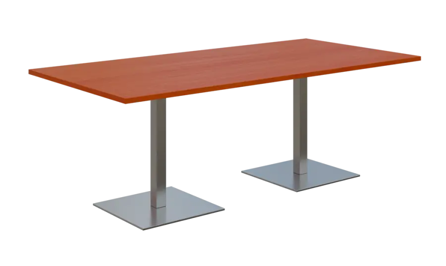 NC - 54 stůl hranatý, deska 2000 x 1000 mm třešeň šumavská (síla 25 mm), noha SQC, nerez