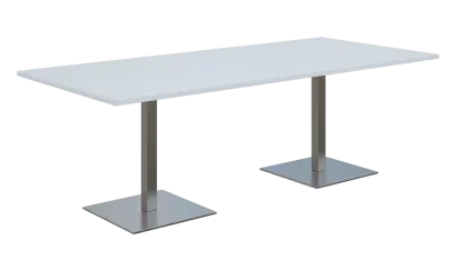 NC - 55 stůl hranatý, deska 2200 x 1000 mm bílá (síla 25 mm), noha SQC, nerez